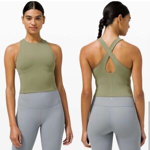 Lululemon Women Jog Bra Tank Key to Balance Bra Crop Tank Rosemary Green Size 4